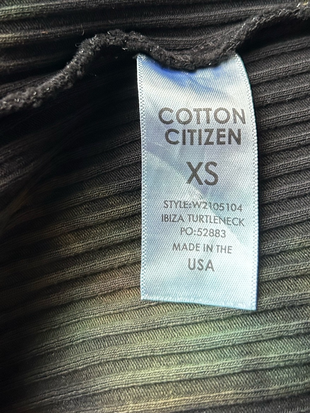 NWT Cotton Citizen Ibiza Turtleneck Ribbed Crop Top in Green Desert Mirage Sz XS - Picture 14 of 16